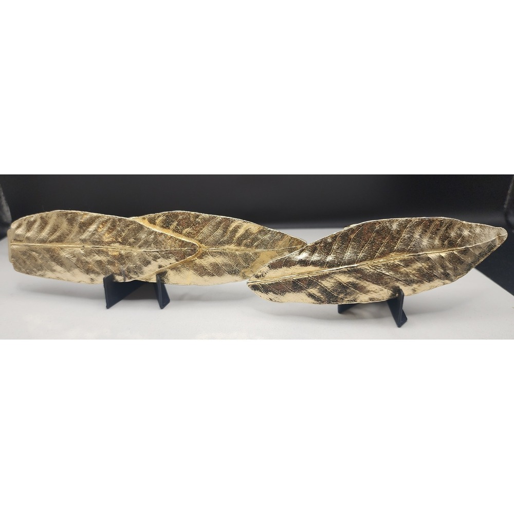 Vintage M Dici 1982 Gold Tone Leaf Belt Buckle Triple Leaf